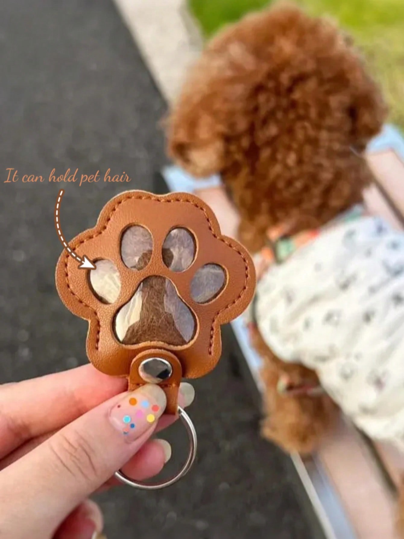 Custom PU Leather Pet Hair Keychain Keepsake Cat and Dog Hair Keychain Memorial Pet Hair Capsule Keychain Souvenir